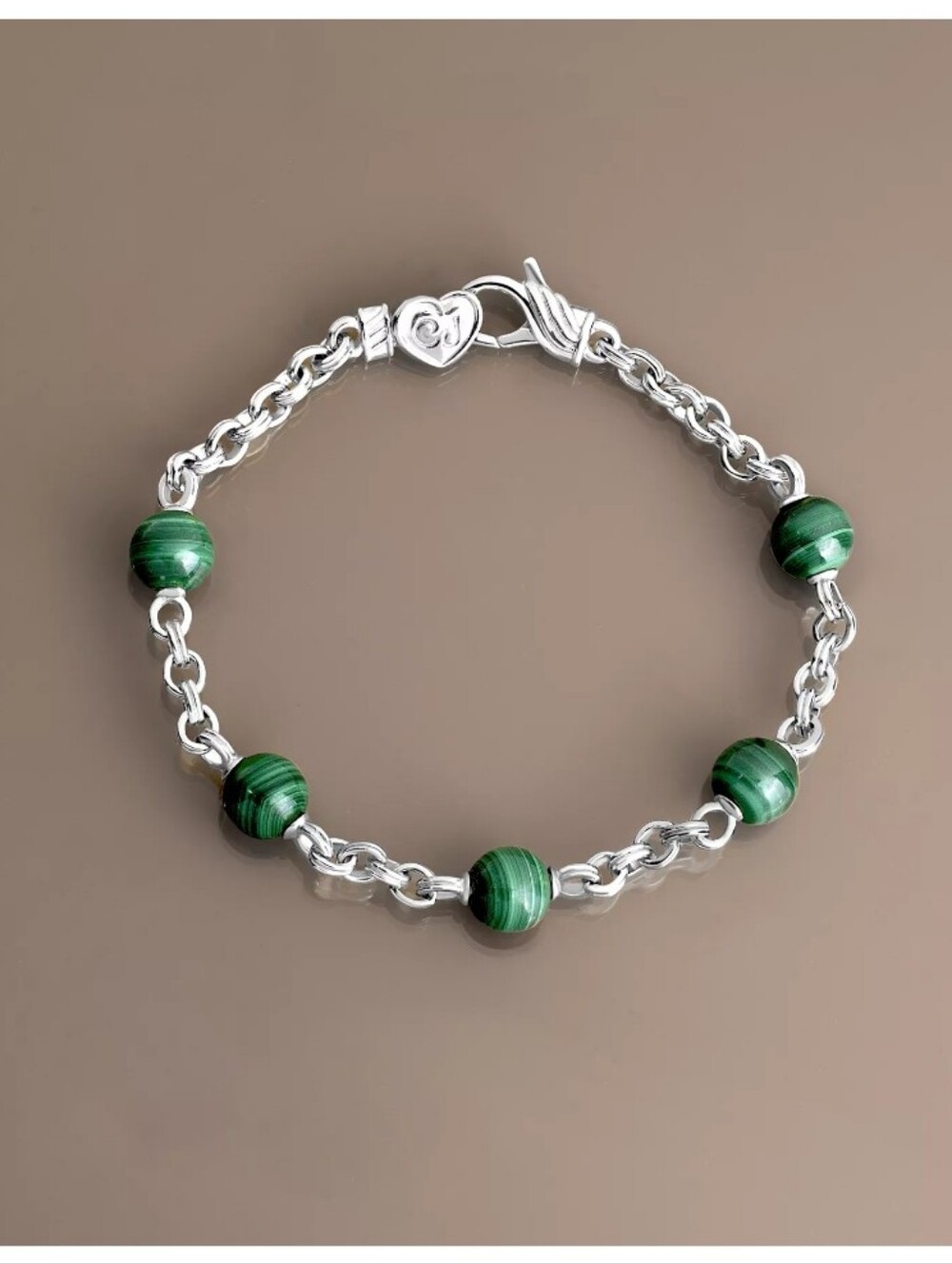 Christian James Gemstone Sterling Silver Bead Double Rolo Bracelet